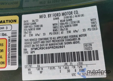 2023 Ford Bronco Sport Outer Banks из США, поврежденный, VIN 3FMCR9C65PRD82801